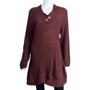 Venus Boho Cottagecore Maroon‎ Cable Knit Cozy Sweater Y2K Dress Women Size L